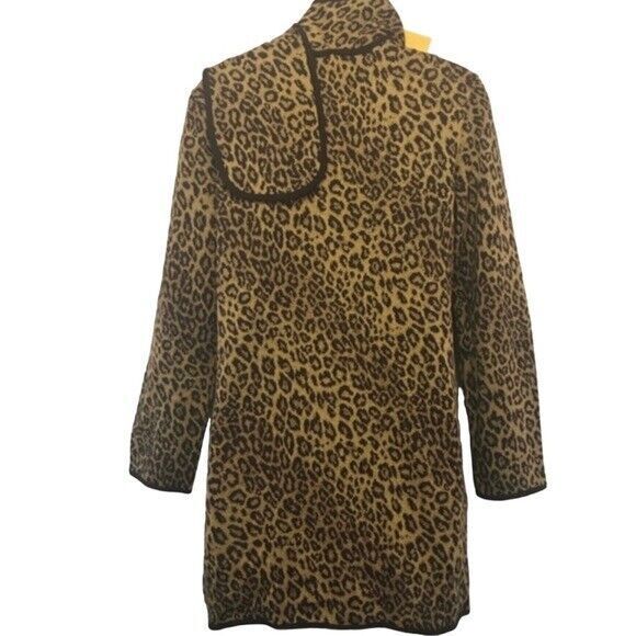Nina Leonard for QVC Leopard Cardigan Jacket & Scarf Vintage Sz.4 - Picture 4 of 11